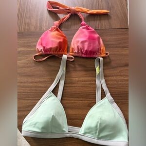 Pink-Orange Ombre Triangle Bikini Top